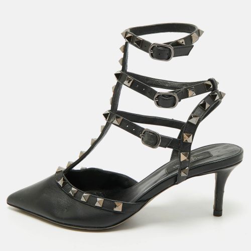 Rockstud Size 39 Leather Caged Ankle Strap Pumps - Valentino - Modalova