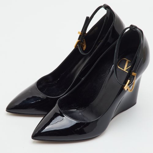 Garavani Ringstud Size 36 Patent Leather Ankle Strap Wedge Pumps - Valentino - Modalova