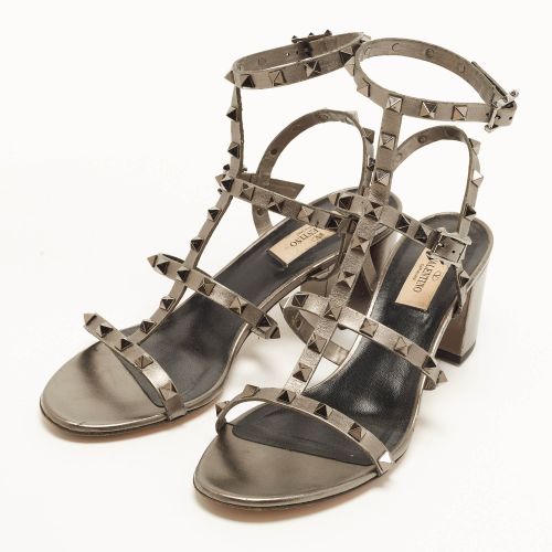 Rockstud Size 39.5 Leather Ankle Strap Sandals - Valentino - Modalova