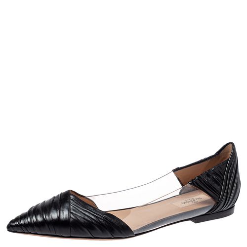 Leather and PVC B Drape Pointed Toe Ballet Flats Size 40.5 - Valentino - Modalova