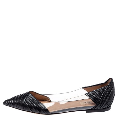 Leather and PVC B Drape Pointed Toe Ballet Flats Size 40.5 - Valentino - Modalova