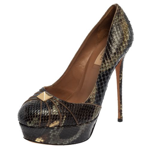 Valentino Multicolor Python Rockstud Round Toe Platform Pumps Size 38 - Valentino - Modalova