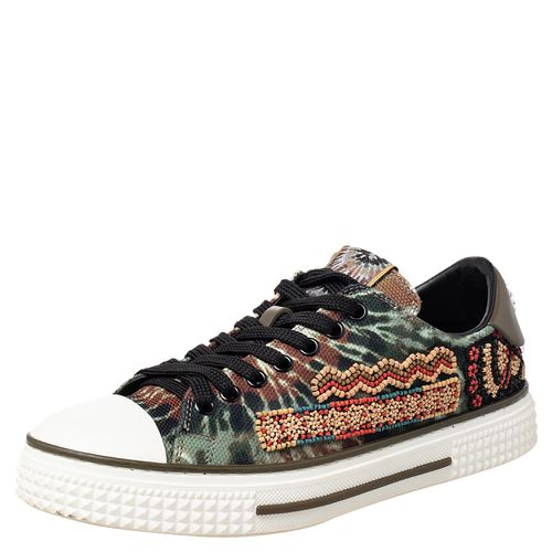 Valentino Multicolor Canvas And Rubber Cap Toe Embellished Low Top Sneakers Size 38 - Valentino - Modalova