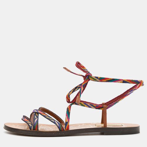 Valentino Multicolor Fabric Ankle Wrap Flat Sandals Size 36.5 - Valentino - Modalova