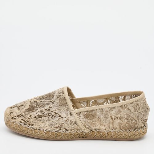 Valentino Cream Lace and Leather Espadrille Flats Size 36 - Valentino - Modalova