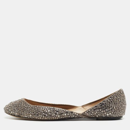 Valentino Grey Satin Crystal Embellished Ballet Flats Size 37.5 - Valentino - Modalova