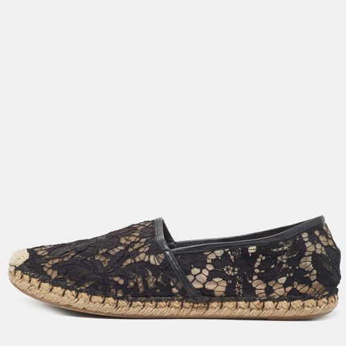 Valentino Black Mesh and Lace Espadrille Flats Size 40 - Valentino - Modalova