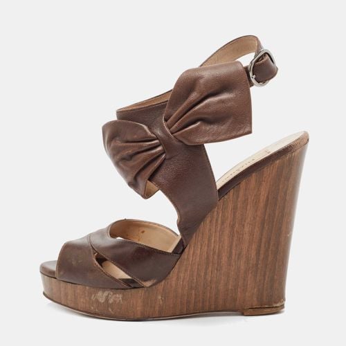 Valentino Brown Leather Wedge Sandals Size 37 - Valentino - Modalova