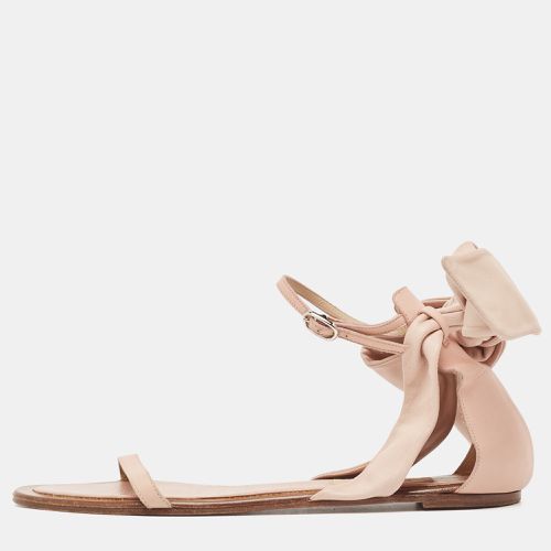 Valentino Pink Leather Leather Ankle Strap Flat Sandals Size 38 - Valentino - Modalova