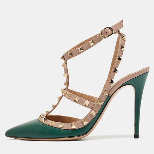 Valentino Green Leather Rockstud Ankle Strap Pumps Size 39 - Valentino - Modalova