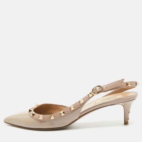 Valentino Beige Patent and Leather Rockstud Slingback Pumps Size 40 - Valentino - Modalova