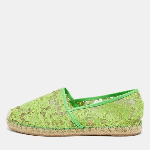 Valentino Green Mesh and Lace Espadrille Flats Size 40 - Valentino - Modalova