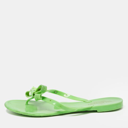 Valentino Green Jelly Rockstud Flat Slides Size 38 - Valentino - Modalova