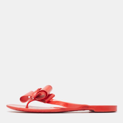 Valentino Red Jelly Bow Accents Slide Flats Size 38 - Valentino - Modalova