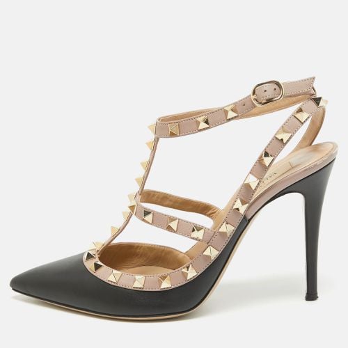 Valentino Black/Dusty Pink Leather Rockstud Ankle Strap Pumps Size 38.5 - Valentino - Modalova