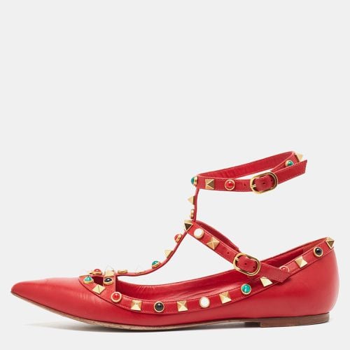 Valentino Red Leather Rockstud Ballet Flats Size 37 - Valentino - Modalova