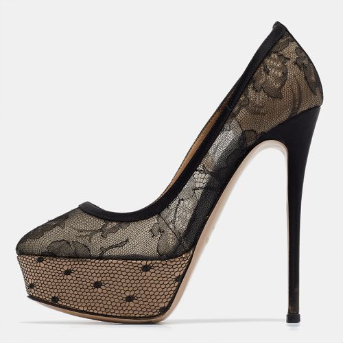 Valentino Black/Beige Mesh and Lace Platform Pumps Size 36 - Valentino - Modalova