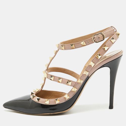 Valentino Black Patent Leather Rockstud Ankle Strap Pumps Size 38.5 - Valentino - Modalova