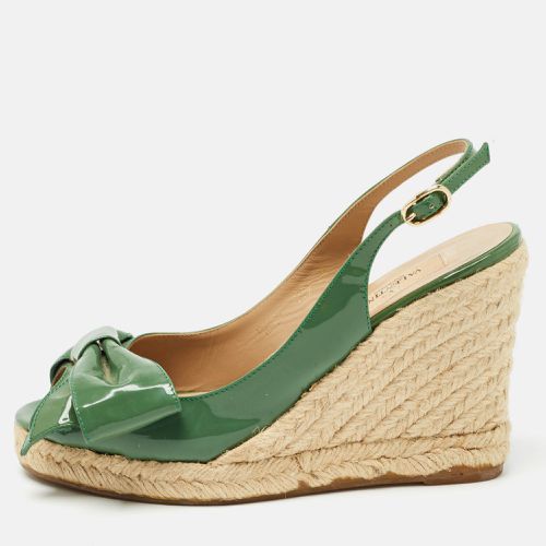 Valentino Green Patent Leather Mena Bow Espadrille Wedge Sandals Size 36 - Valentino - Modalova