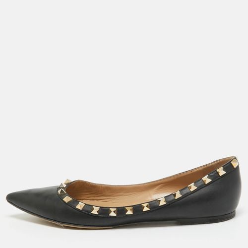 Valentino Black Leather Rockstud Ballet Flats Size 38 - Valentino - Modalova