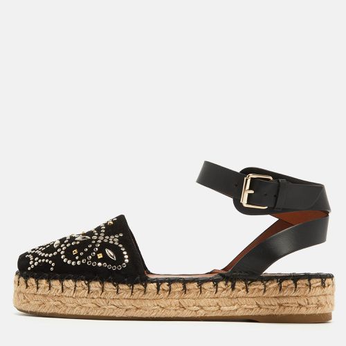 Embellished Suede and Leather Ankle Wrap Espadrille Sandals Size 39 - Valentino - Modalova