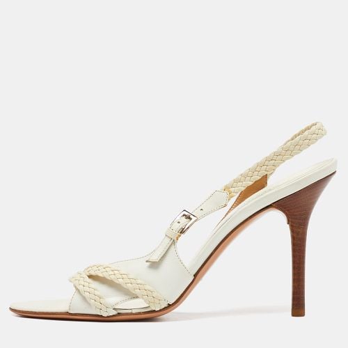 Valentino White Woven Leather Slingback Sandals Size 39.5 - Valentino - Modalova