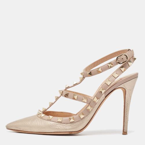 Valentino Metallic/Beige Leather Rockstud Pumps Size 37.5 - Valentino - Modalova