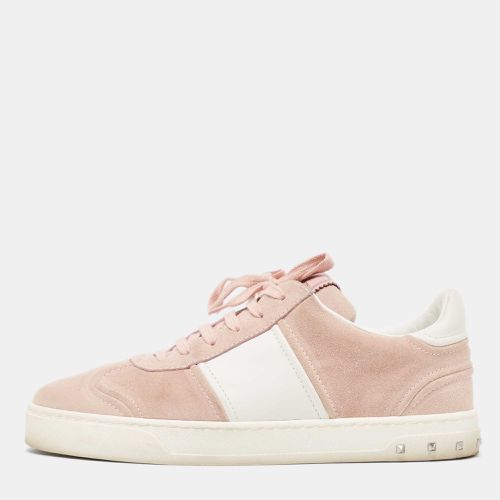 Valentino Light Pink/White Suede and Leather Fly Crew Low Top Sneakers Size 39 - Valentino - Modalova