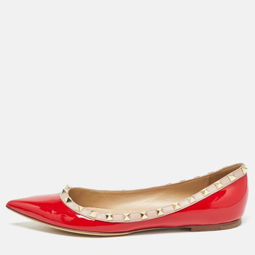 Valentino Red/Beige Patent Rockstud Ballet Flats Size 39.5 - Valentino - Modalova