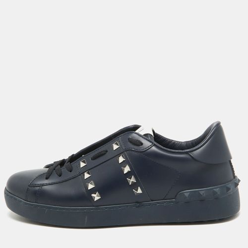 Valentino Navy Blue Leather Rockstud Low Top Sneakers Size 39 - Valentino - Modalova