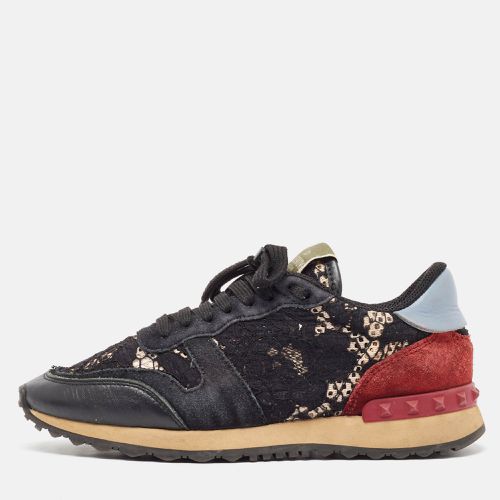 Valentin Multicolor Lace and Suede Rockrunner Sneakers Size 37 - Valentino - Modalova