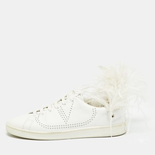 Valentino White Leather and Feather Backnet Sneakers Size 41 - Valentino - Modalova