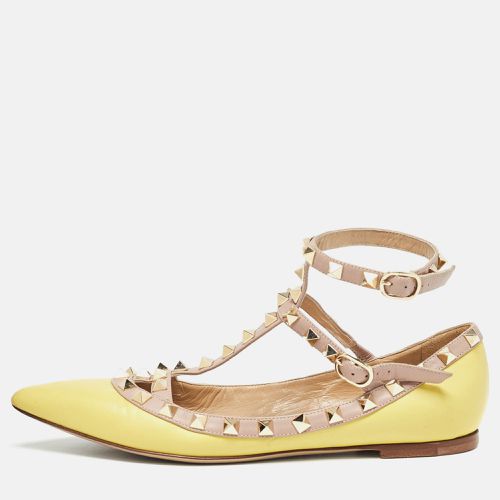 Valentino Yellow Leather Rockstud Strappy Ballet Flats Size 36 - Valentino - Modalova