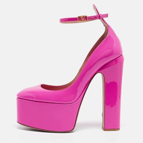 Valentino Pink Patent Leather Tango Platform Block Heel Ankle Strap Pumps Size 39.5 - Valentino - Modalova