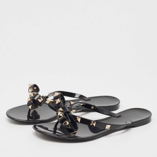 Rubber Bow Rockstud Thong Flats Size 35 - Valentino - Modalova