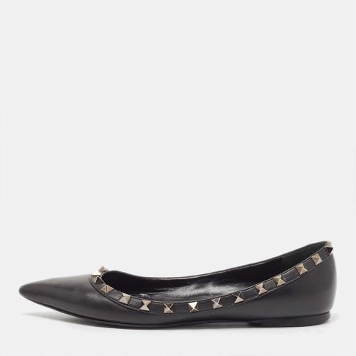 Valentino Black Leather Rockstud Ballet Flats Size 38 - Valentino - Modalova