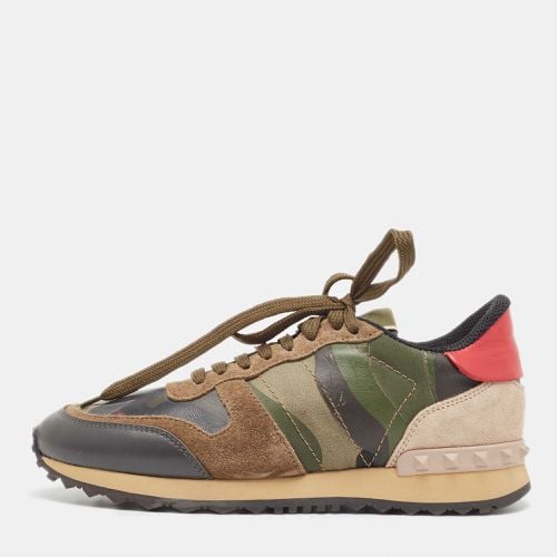 Valentino Multicolor Camo Print Leather and Canvas Rockrunner Sneakers Size 37 - Valentino - Modalova