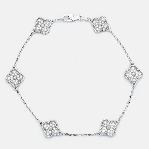 Van Cleef & Arpels Sweet Alhambra Diamond 18k White Gold Station Bracelet - Van Cleef & Arpels - Modalova