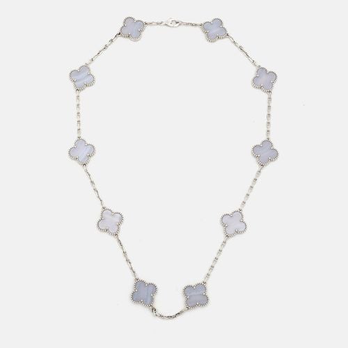 Van Cleef & Arpels Vintage Alhambra Chalcedony 18k White Gold 10 Motif Station Necklace - Van Cleef & Arpels - Modalova