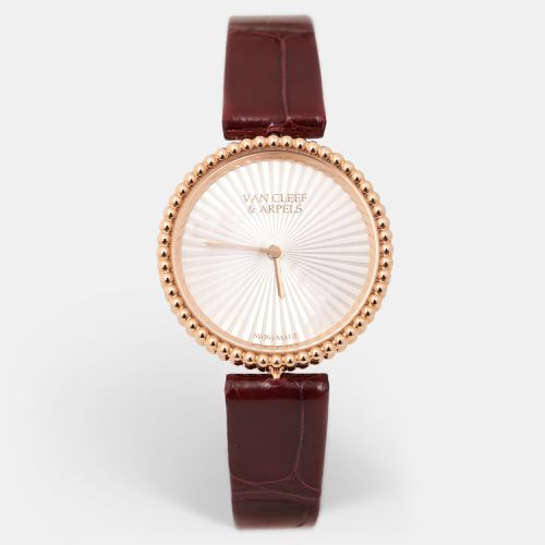 Van Cleef & Arpels Mother Of Pearl 18K Rose Gold Alligator Leather VCARPBMN00 Women's Wristwatch 30 mm - Van Cleef & Arpels - Modalova