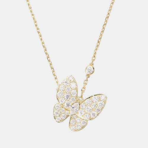 Two Butterfly 18k Gold Diamond Necklace - Van Cleef & Arpels - Modalova