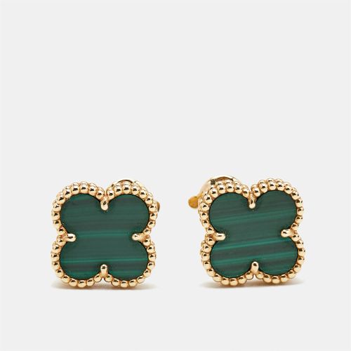 Vintage Alhambra Malachite 18k Gold Stud Earrings - Van Cleef & Arpels - Modalova