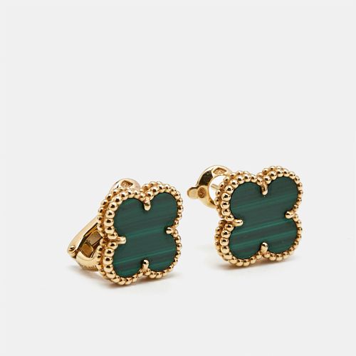 Vintage Alhambra Malachite 18k Gold Stud Earrings - Van Cleef & Arpels - Modalova