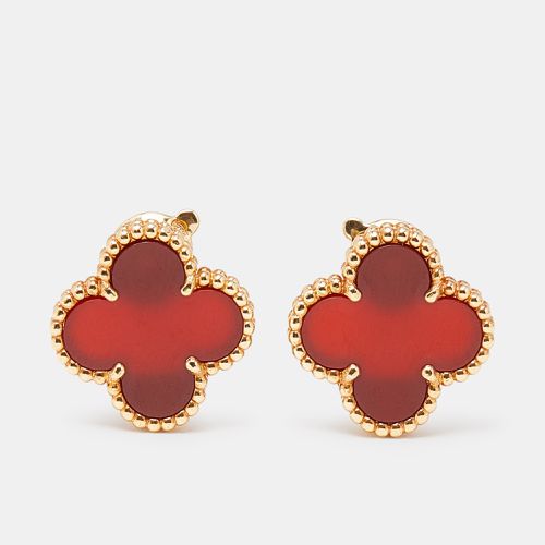 Van Cleef & Arpels Vintage Alhambra Carnelian 18k Yellow Gold Earrings - Van Cleef & Arpels - Modalova