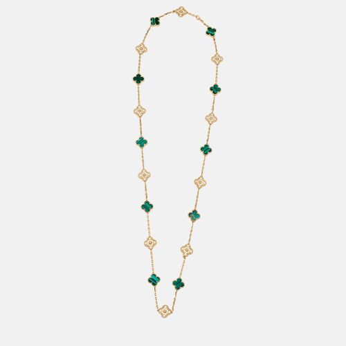 Vintage Alhambra 20 Motif Malachite Diamonds 18K Gold Station Necklace - Van Cleef & Arpels - Modalova