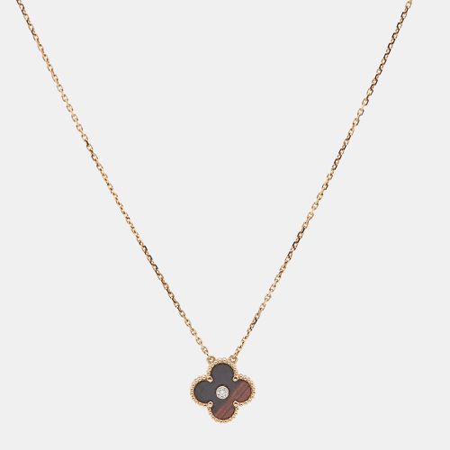 Van Cleef & Arpels Vintage Alhambra Limited Edition 2017 Bulls Eye Brown Stone and Diamond 18K Rose Gold Holiday Pendant Necklace - Van Cleef & Arpels - Modalova