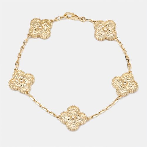 Van Cleef & Arpels Vintage Alhambra Hammered 18k Yellow Gold 5 Motif Station Bracelet - Van Cleef & Arpels - Modalova