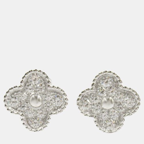 Van Cleef & Arpels 18k White Gold Vintage Alhambra Diamond Earrings - Van Cleef & Arpels - Modalova