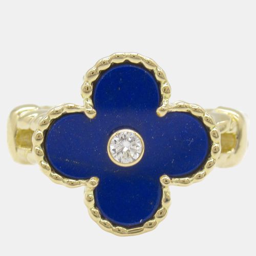 Van Cleef & Arpels 18K Yellow Gold Diamond Lapis Lazuli Blue Vintage Alhambra Ring EU 54 - Van Cleef & Arpels - Modalova