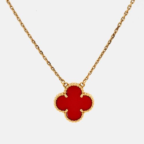 Van Cleef & Arpels Vintage Alhambra Carnelian 18k Yellow Gold Necklace - Van Cleef & Arpels - Modalova